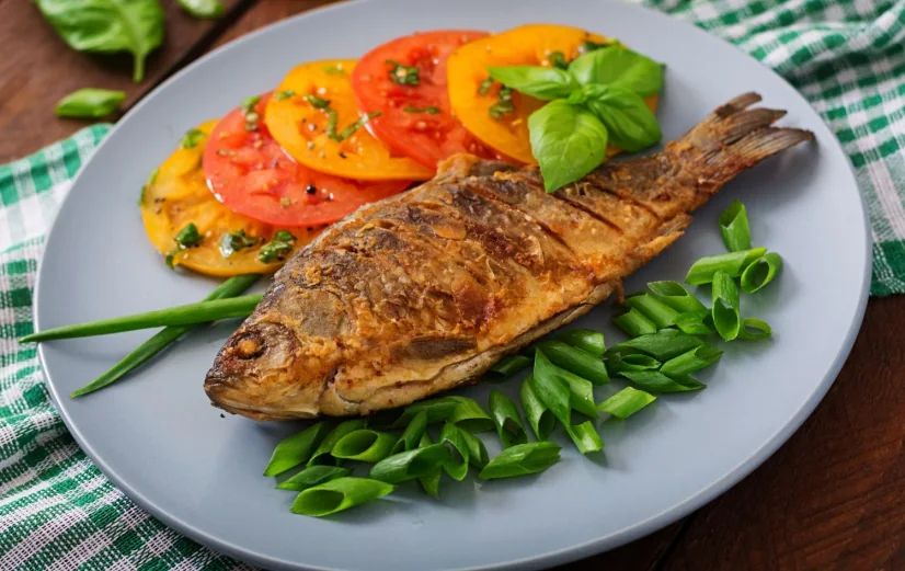 Fish dish from the restaurant menu